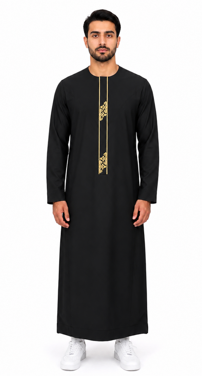Black Embroidered Emirati Thobe