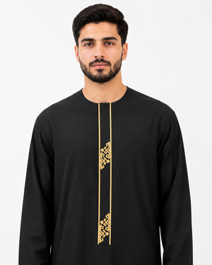 Black Embroidered Emirati Thobe