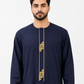 Navy Blue Embroidered Emirati Thobe
