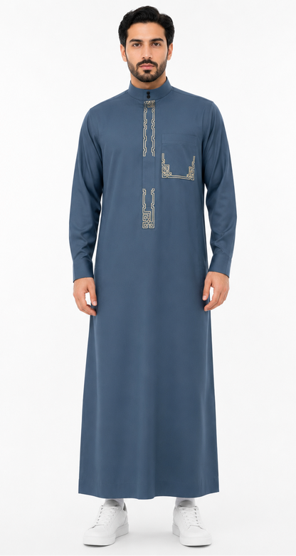 Sea Green Embroidered Saudi Thobe
