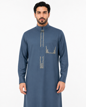 Sea Green Embroidered Saudi Thobe