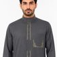Grey Saudi Embroidered Thobe