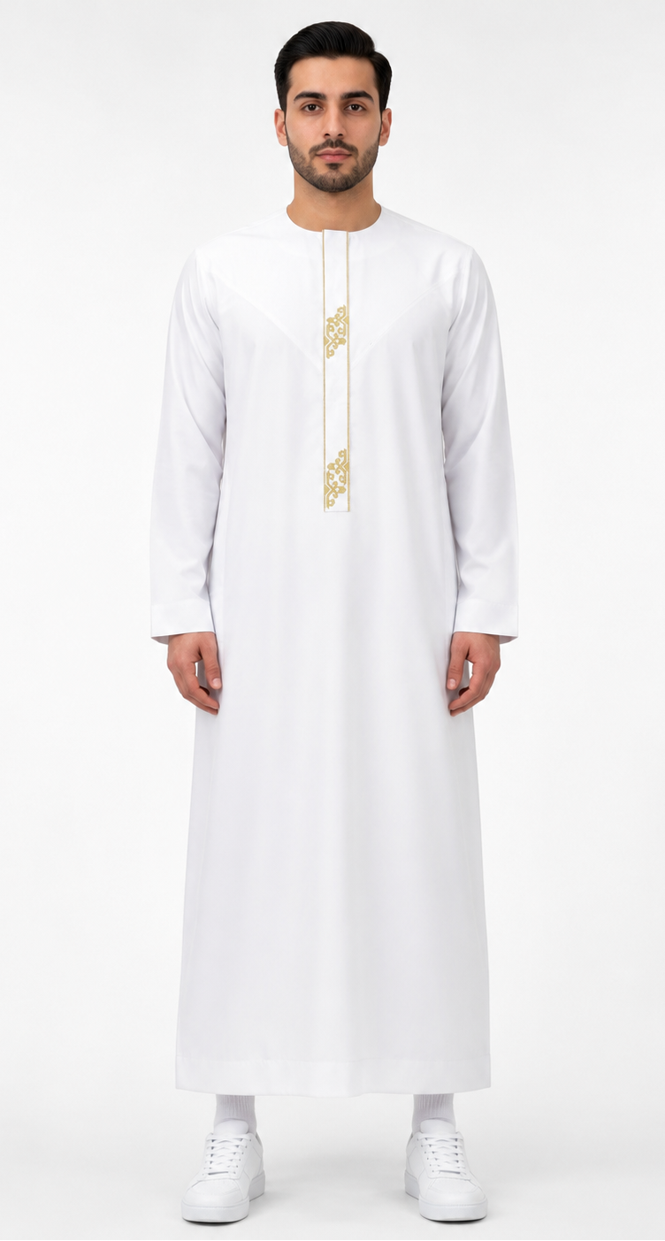 White Embroidered Emirati Thobe