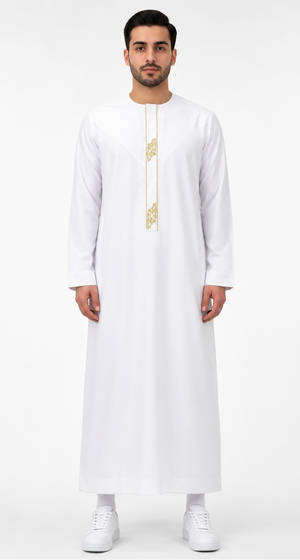 White Embroidered Emirati Thobe