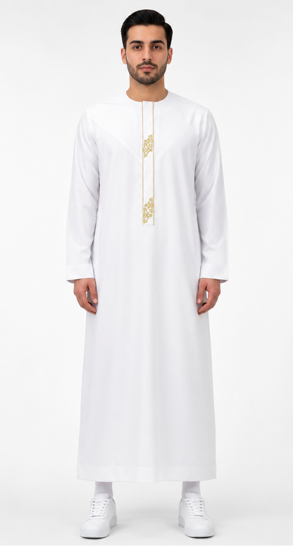 White Embroidered Emirati Thobe