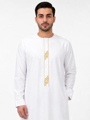 White Embroidered Emirati Thobe