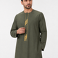 Olive Green Embroidered Emirati Thobe