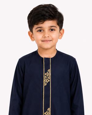 Blue Emarati Embroidered Kids Thobe