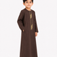 Brown Emarati Embroidered Kids Thobe