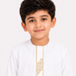 White Emarati Embroidered Kids Thobe