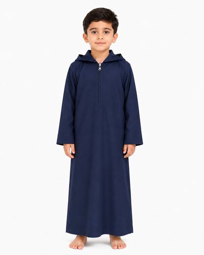 Navy Blue Kids Hoodie Thobe