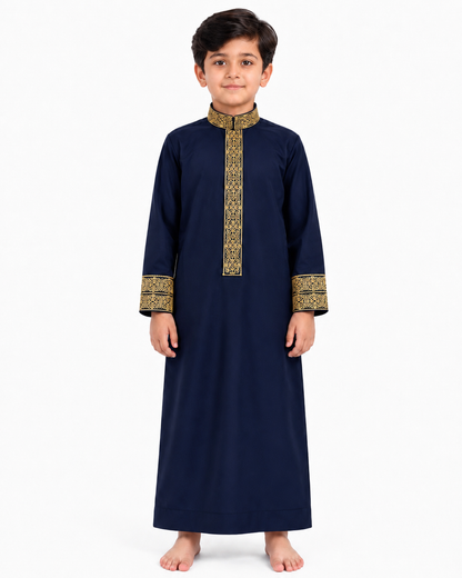 Premium Navy Blue Embriodery Thobe
