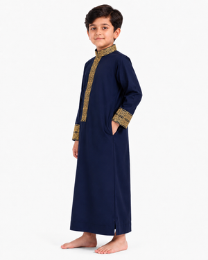 Premium Navy Blue Embriodery Thobe