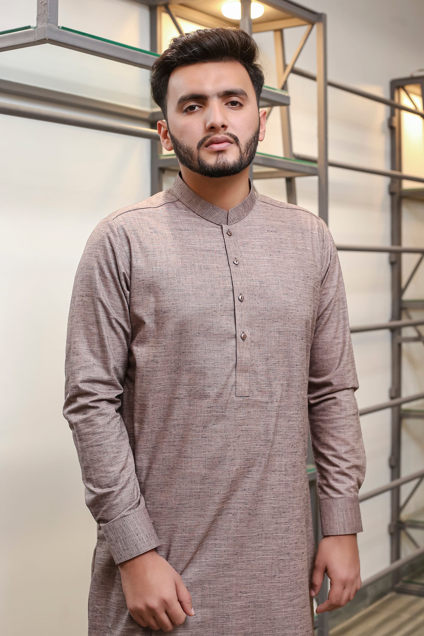 Light Pink Textured Kameez Shalwar