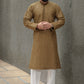 Embroidered Dark brown Cotton Kurta