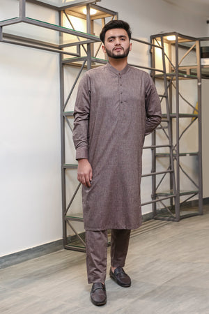 Mehroon Textured Kameez Shalwar