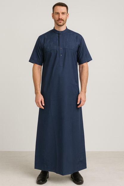 Navy Blue Designer Thobe Half Sleeve