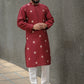 Embroidered mehroon Cotton Kurta