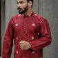 Embroidered mehroon Cotton Kurta