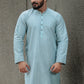 Embroidered ice blue Cotton Kurta