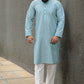 Embroidered ice blue Cotton Kurta