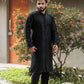 Embroidered Black Cotton Kurta