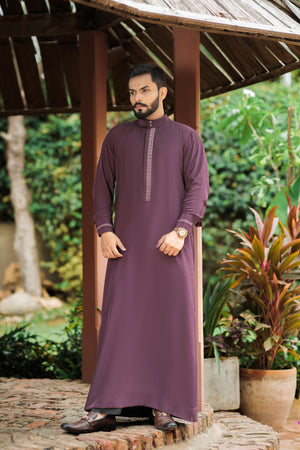 Purple Embroidered Emirati Thobe