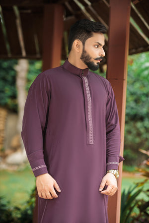Purple Embroidered Emirati Thobe