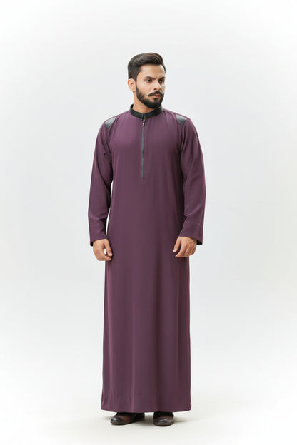 Purple Embroidered Saudi Thobe