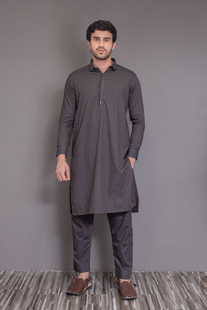 Grey Textured Kameez Shalwar