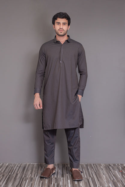 Grey Textured Kameez Shalwar