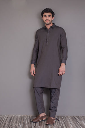 Grey Textured Kameez Shalwar