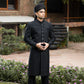 JACKARD BLACK SHERWANI WITH HANDWORK
