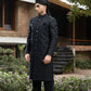 JACKARD BLACK SHERWANI WITH HANDWORK