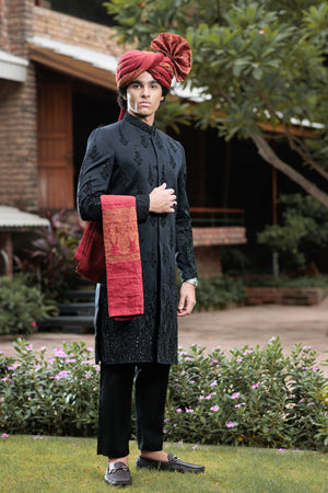 JACKARD BLACK CUT DANA EMB WITH HANDWORK