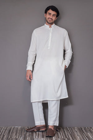 Off-white Blended Kameez Shalwar