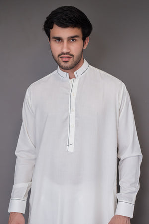 Off-white Blended Kameez Shalwar