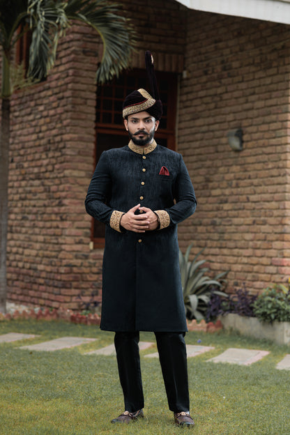JACKARD COLLAR SLEEVES H.WORK SHERWANI