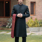 JACKARD SHERWANI WITH COLOR HANDWORK