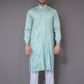 Embroidered Sea-Green Cotton Kurta