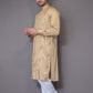 Embroidered Dark Gold Cotton Kurta