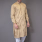 Embroidered Dark Gold Cotton Kurta