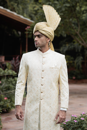 JACKARD WHITE SHERWANI