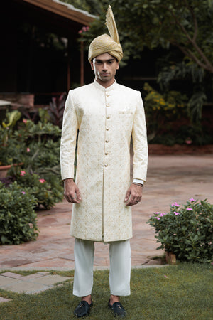 JACKARD WHITE SHERWANI