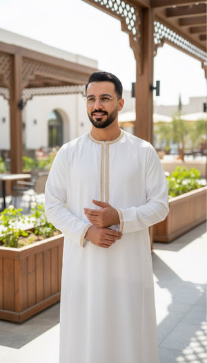 White Embroidered Emirati Thobe