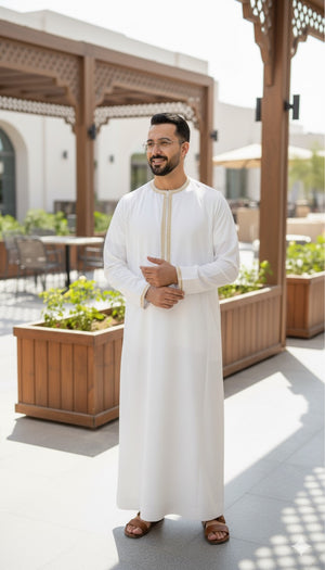 White Embroidered Emirati Thobe