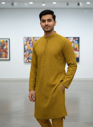 Yellow Embroidered Kurta With Pajama
