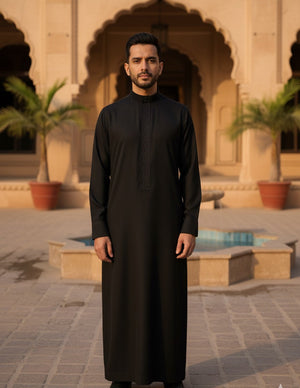 Black Embroidery Saudi Thobe