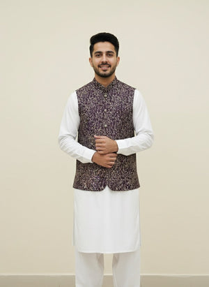 MEHROON TEXTURED WAIST COAT
