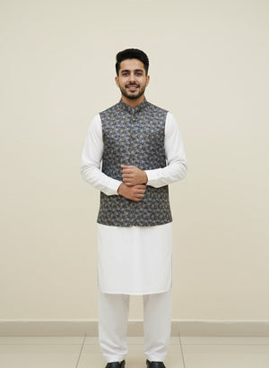 GREY PRINTED WAISTCOAT